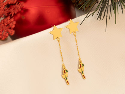 925 Sterling Silver Christmas Tree Dangle and Drop Earrings