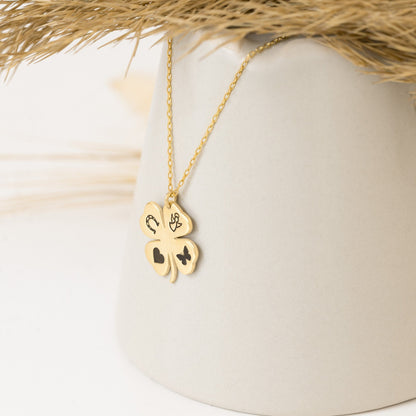 925 Sterling Silver Four Leaf Clover Necklace