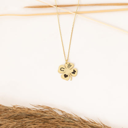 925 Sterling Silver Four Leaf Clover Necklace