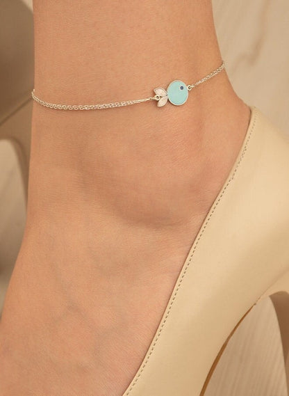 925 Sterling Silver Fish Enamel Anklet