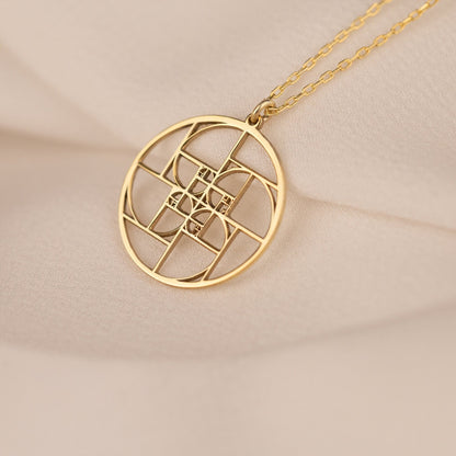 925 Sterling Silver Fibonacci's Golden Ratio Necklace