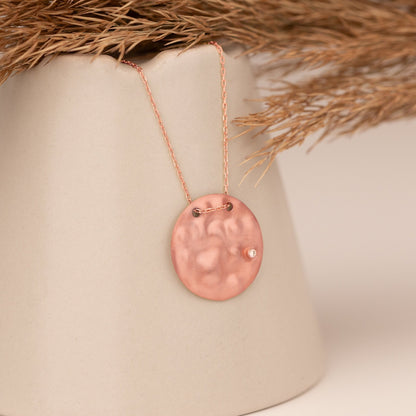 925 Sterling Silver Hammered Disc Necklace