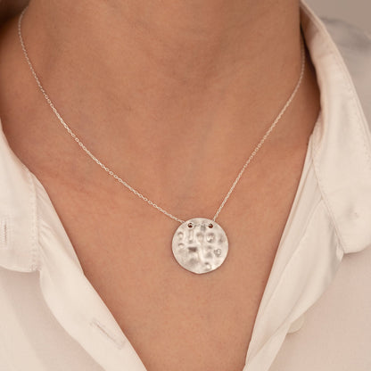 925 Sterling Silver Hammered Disc Necklace