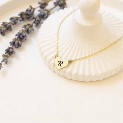 925 Sterling Silver Personalized Initial Heart Necklace
