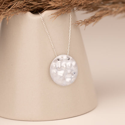 925 Sterling Silver Hammered Disc Necklace
