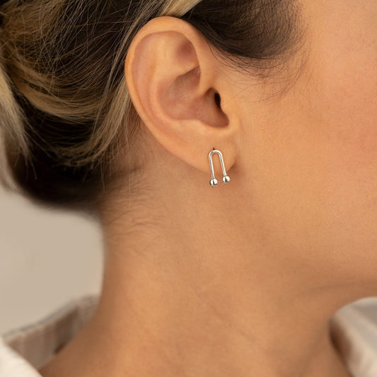 925 Sterling Silver Horseshoe Stud Earrings