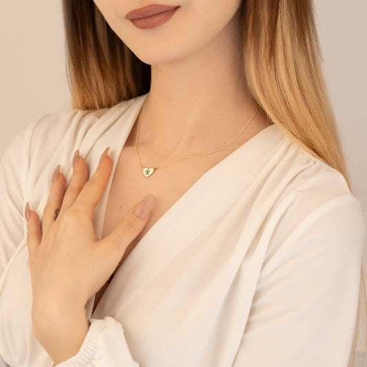 925 Sterling Silver Personalized Initial Heart Necklace