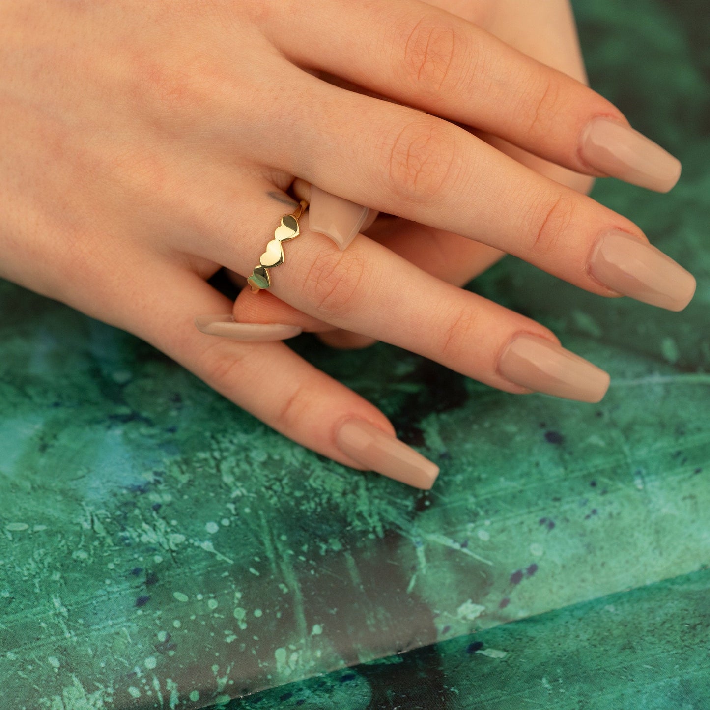 925 Sterling Silver Elegant Triple Heart Ring