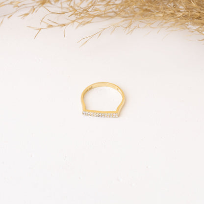 925 Ayar Gümüş Minimalist Düz Üst Pırlanta Pave Bar Yüzük