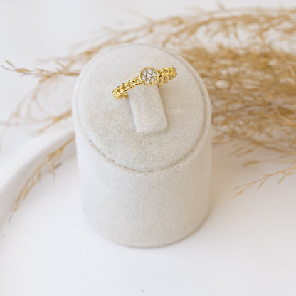 925 Sterling Silver Curb Chain Diamond Pave Signet Ring