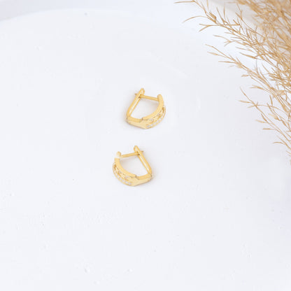 925 Sterling Silver Half Diamond Pave Half Star Hoop Earrings