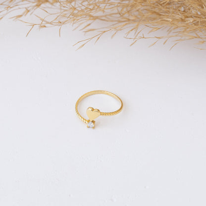 925 Sterling Silver Heart and Diamond Ring