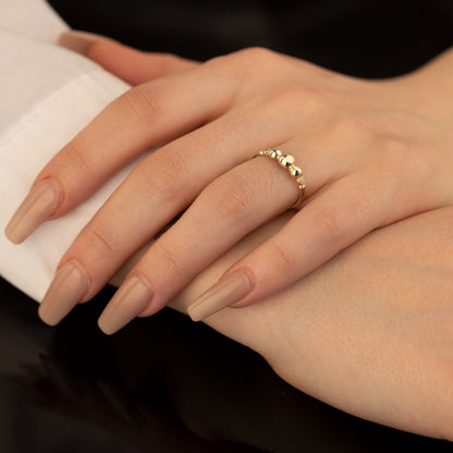 925 Sterling Silver Diamond Pave Silver Bead Ring