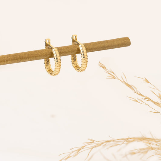 925 Sterling Silver Beaded Retro Hoop Earrings