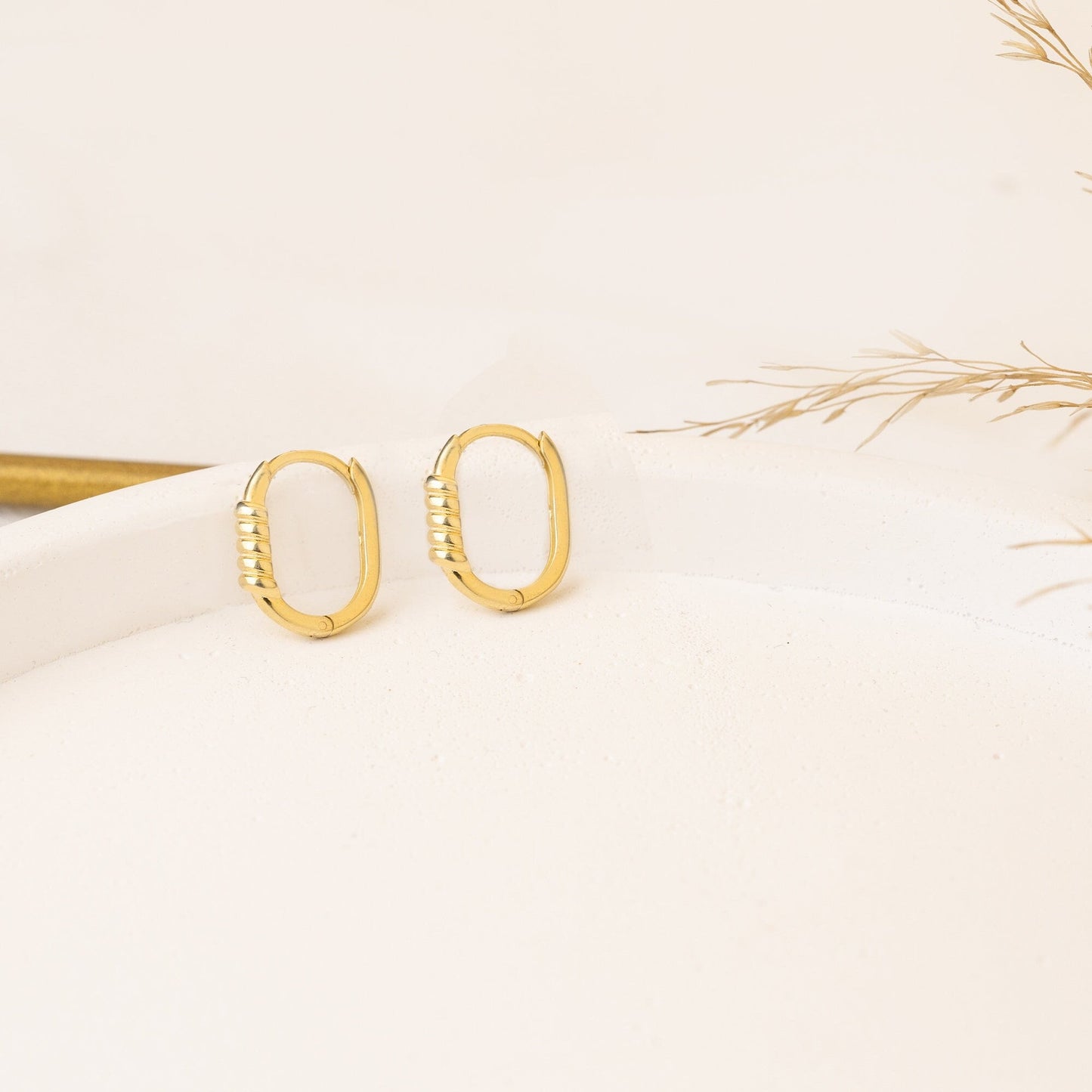 925 Sterling Silver Twisted Rectangular Hoop Earrings
