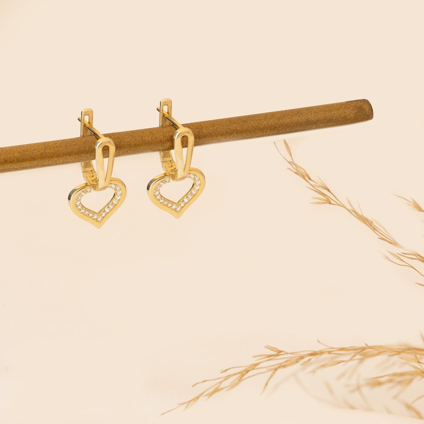 925 Sterling Silver Dangle Diamond Heart Hoop Earrings