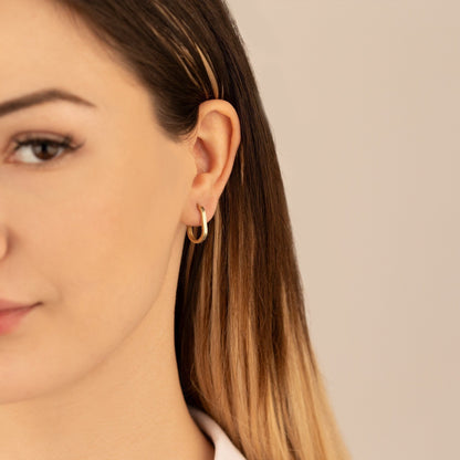 925 Sterling Silver Grooved Rectangular Hoop Earrings