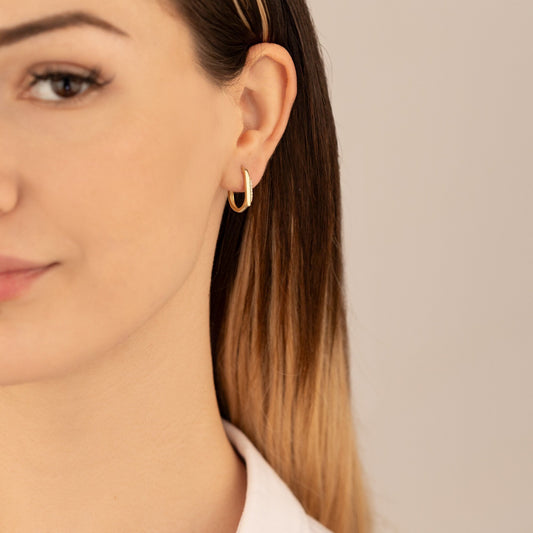 925 Sterling Silver Hoop Earrings with Diamond Sides