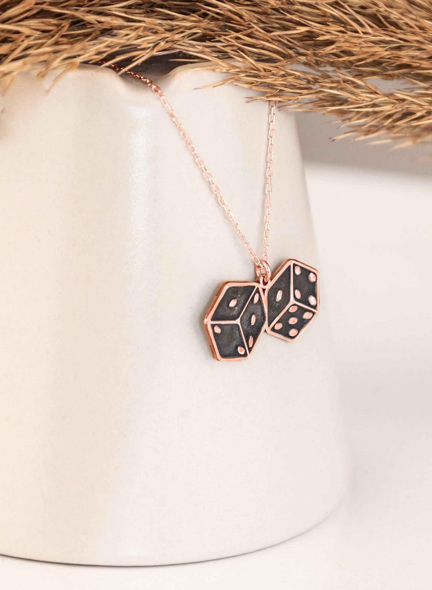 925 Sterling Silver Dice Charm Necklace