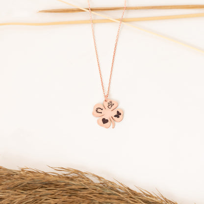 925 Sterling Silver Four Leaf Clover Necklace