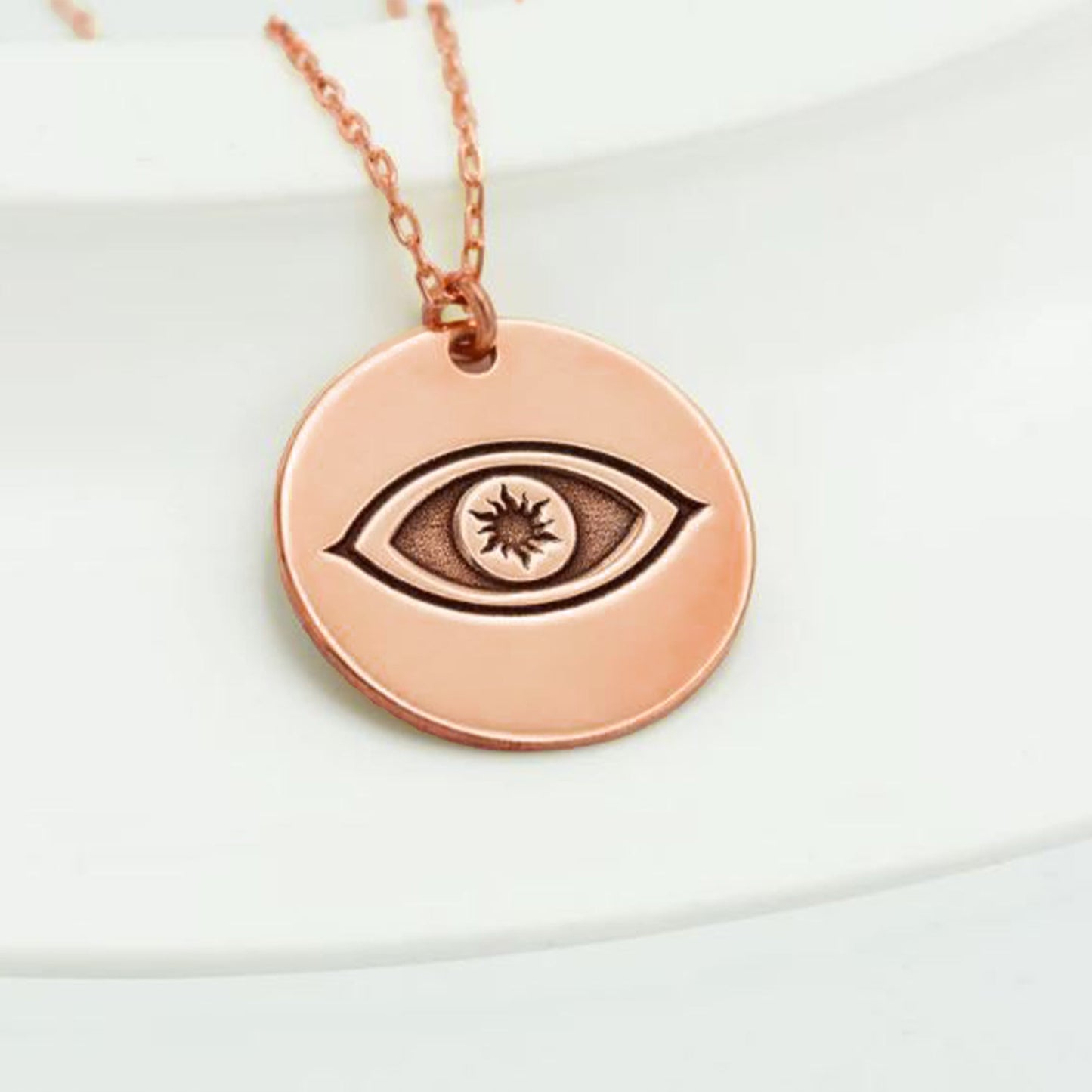 925 Sterling Silver Eye Of Horus Disc Necklace