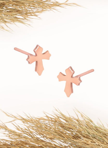 925 Sterling Silver Tiny Cross Earrings