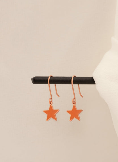925 Sterling Silver Orange Star Earrings