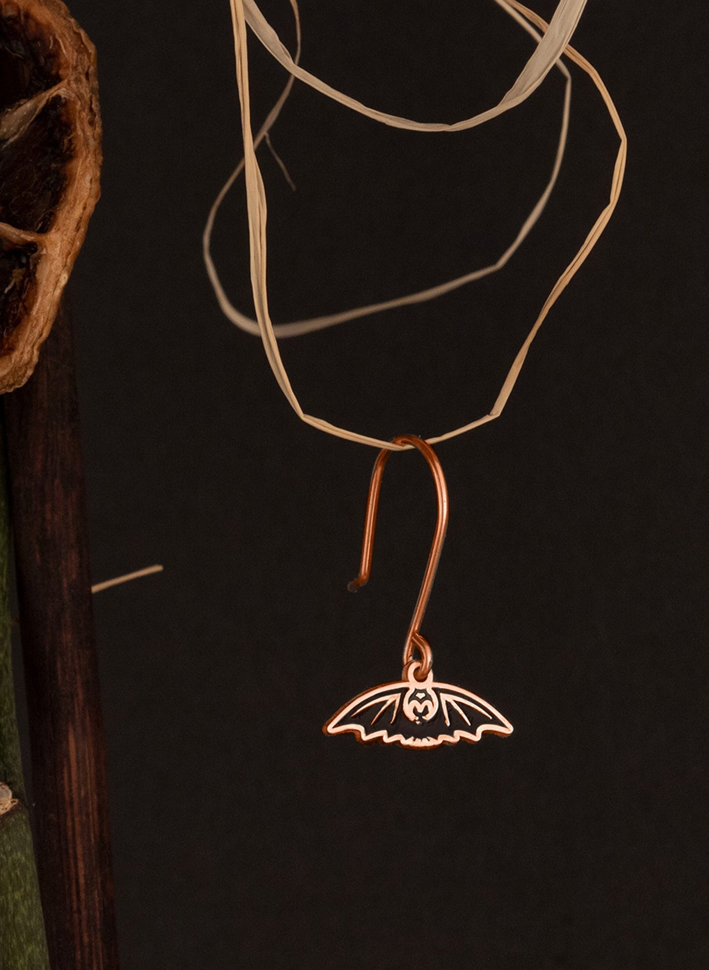 Dangle and Threader Tiny Black Bat Earrings - Halloween Gift