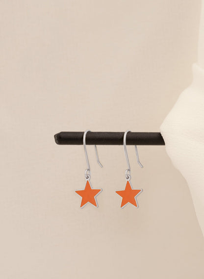 925 Sterling Silver Orange Star Earrings