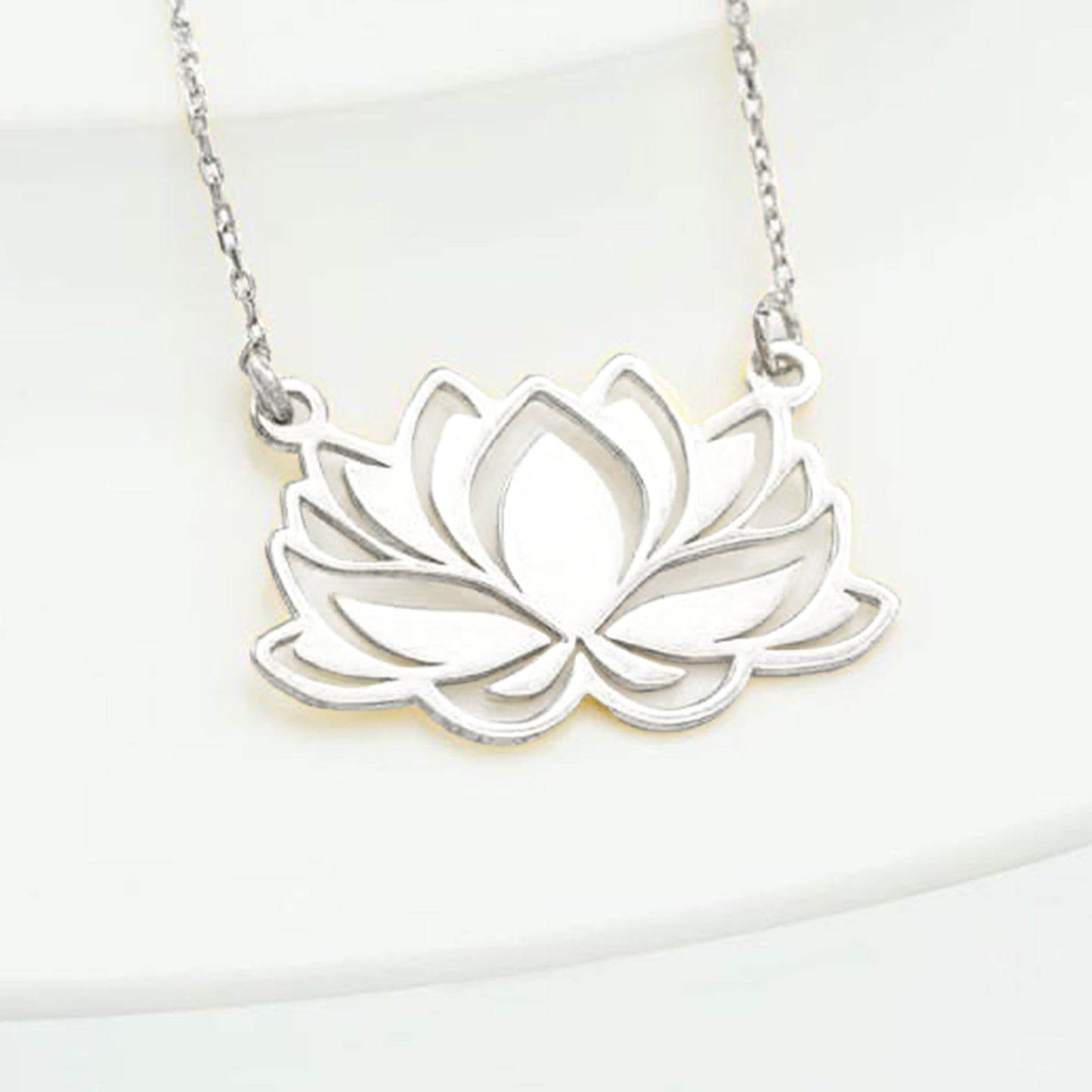 925 Sterling Silver Gold Lotus Flower Necklace