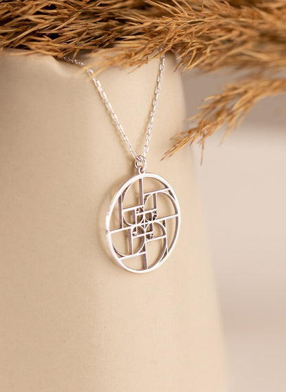 925 Sterling Silver Fibonacci's Golden Ratio Necklace