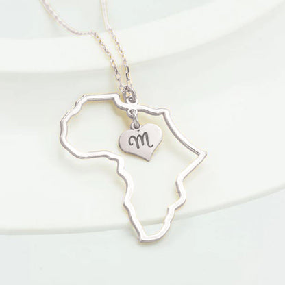 925 Sterling Silver Personalized Africa Letter Necklace