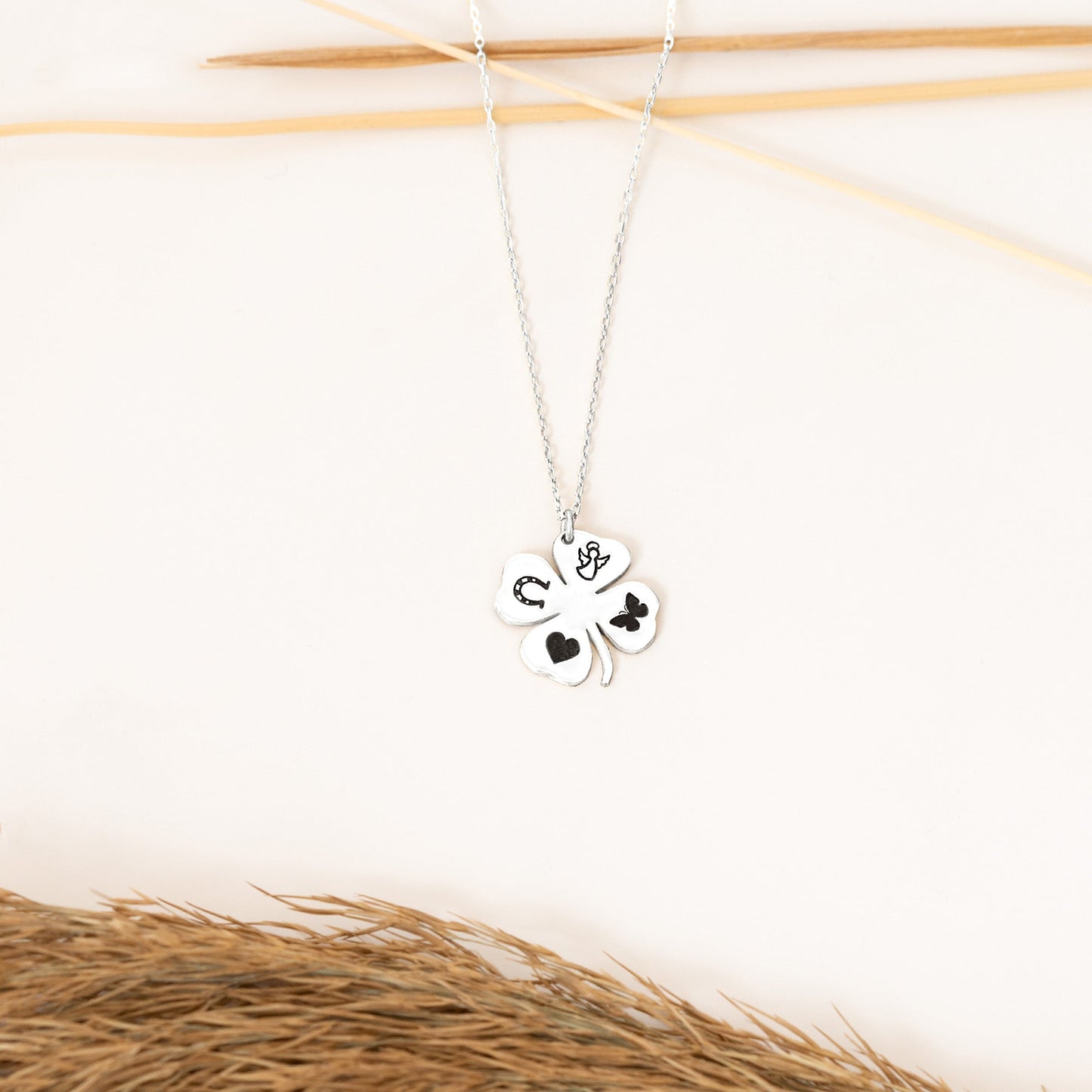 925 Sterling Silver Four Leaf Clover Necklace