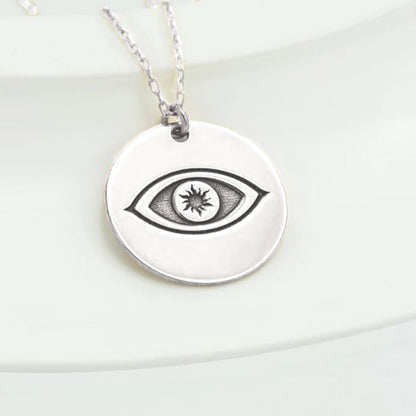 925 Sterling Silver Eye Of Horus Disc Necklace